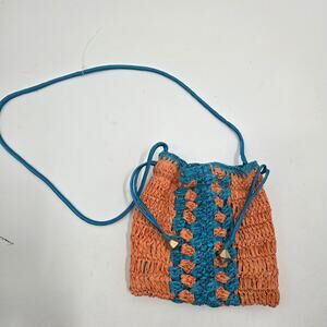 Free People Heatwave Woven Raffia Mini Crossbody Bag in Tropical Boho Orange